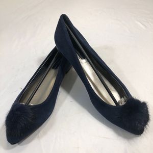 Navy Fuzzy Details Flats